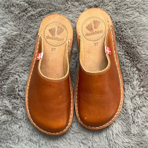 Duck Feet Blåvand Women's Leather Slip On Clog Brown 37 6.5 EUC - Picture 2 of 6